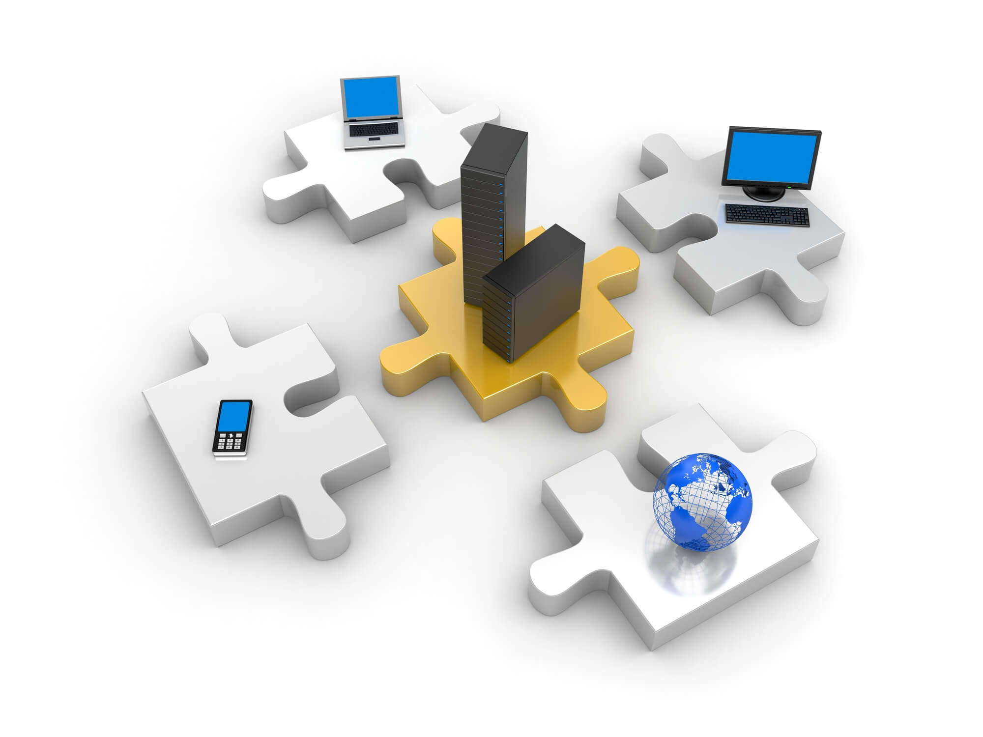 IT infrastructure components as jigsaw puzzle pieces