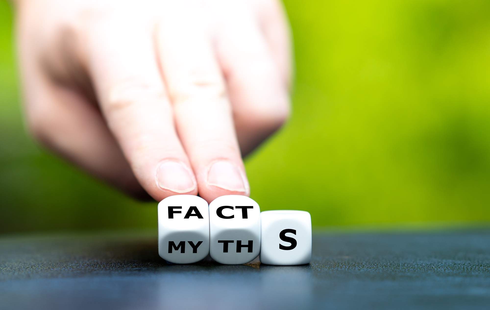 debunking data backup myths concept of word dice changing from myths to facts