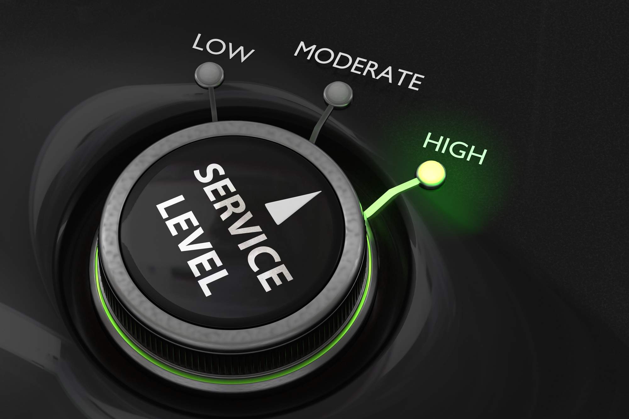Service Level Agreements concept rendered as button with three settings