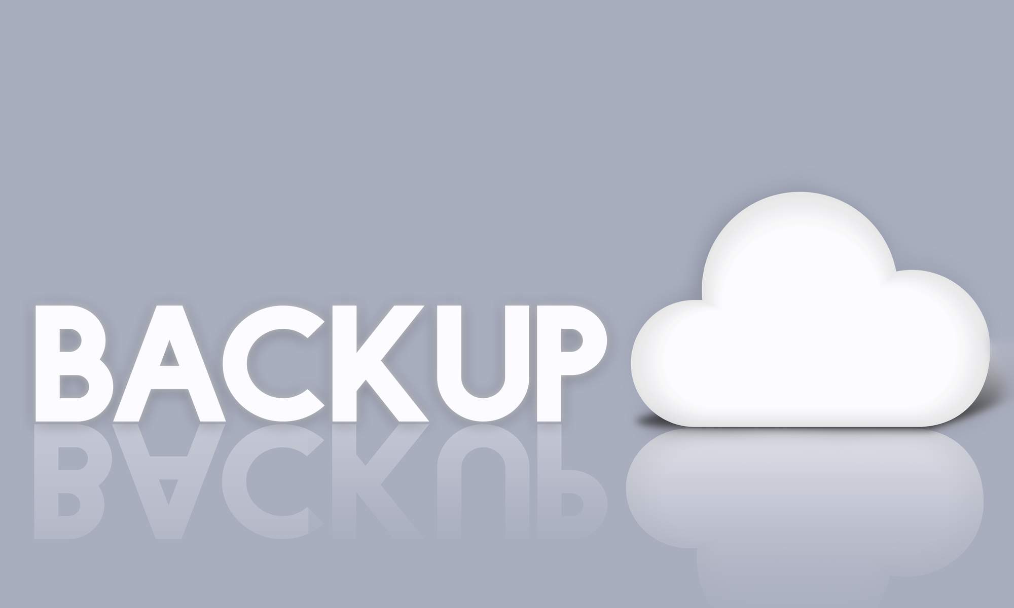 Cloud backups concept in gray and white
